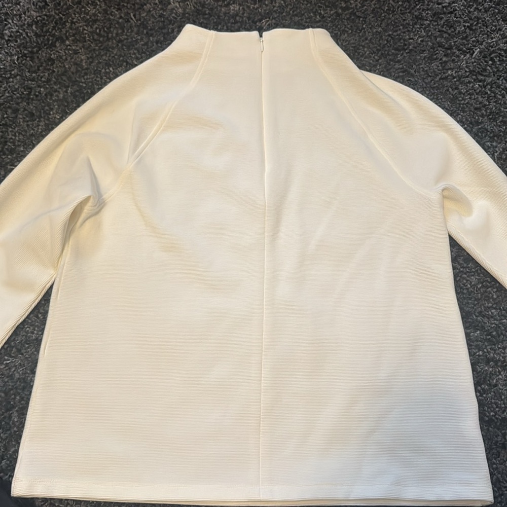 Cream Ann Taylor Mock Neck Top w/ Long Sleeves - Size Small - Picture 6 of 7